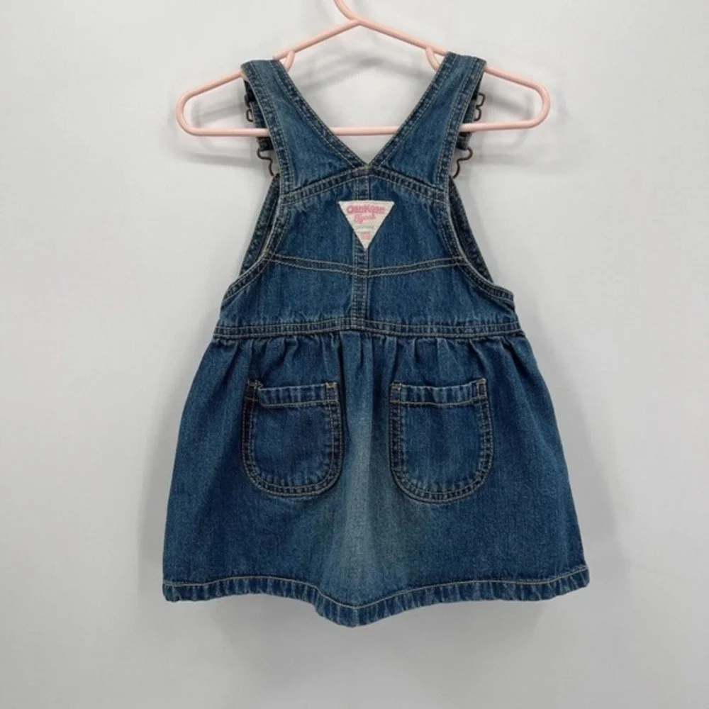 Oshkosh Vestbak Dress Denim Jeans Overall Embroidered Flower Skirtall